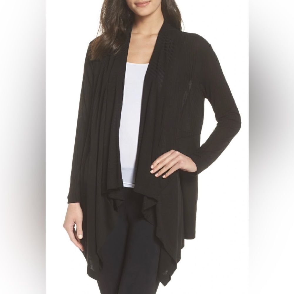 Splendid Pajama Drape Cardigan in Black - Small
